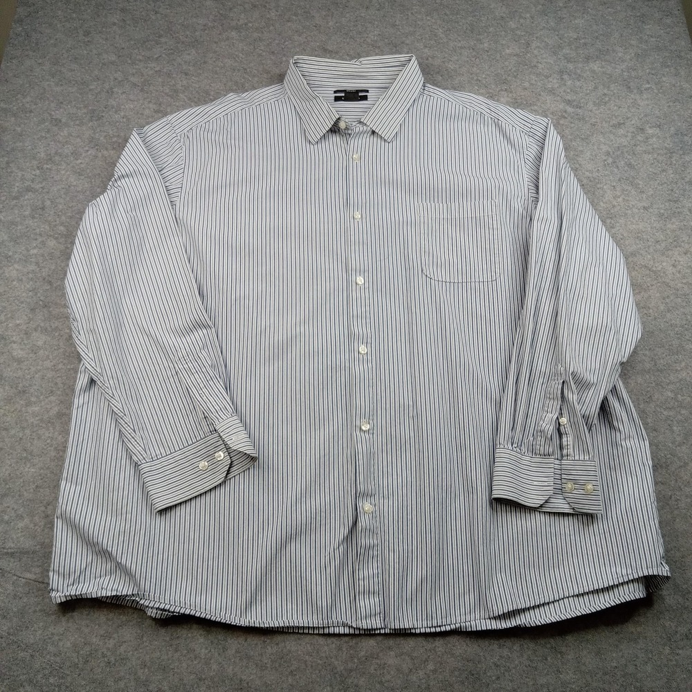 Claiborne Shirt Mens 4XLT Blue White Stripe Button Front Long Sleeve Cotton